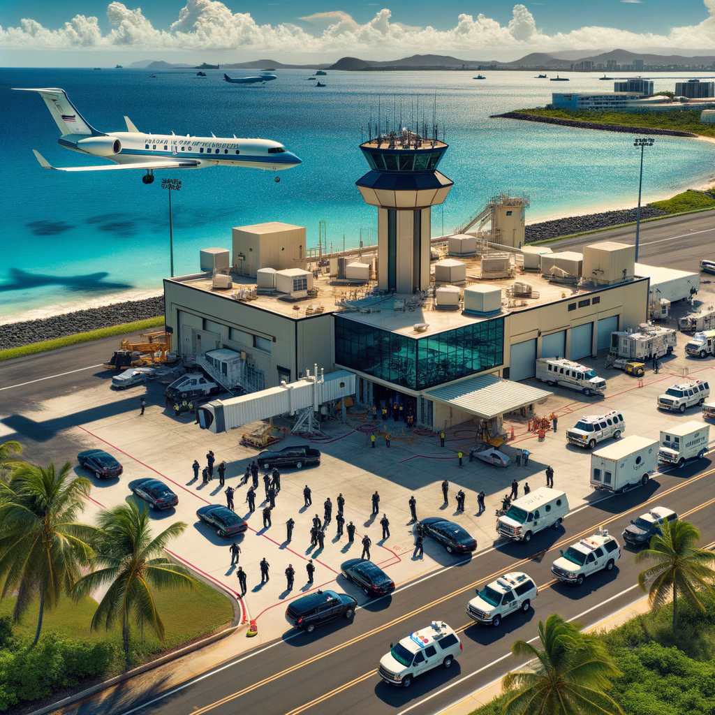 FBI Probes Trump Air Force One Security Breach 5 FBI agents examining a hunting stand near Air Force One at Palm Beach Airport.