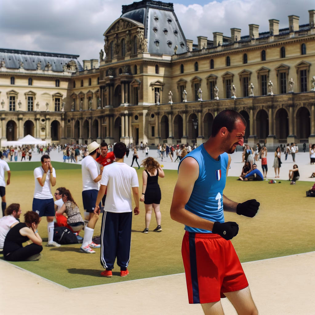 South Carolina Gamecocks' Viral Louvre Joke 2 Dawn Staley making a humorous gesture in front of the Louvre Museum, Paris.