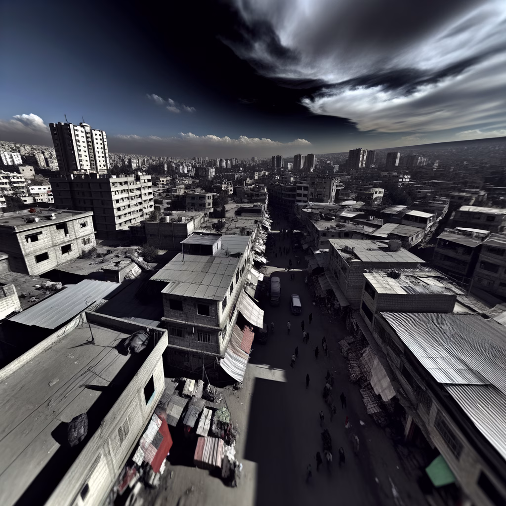 Israel Air Strikes in Lebanon 4 Aerial view of smoke rising from buildings in Gaza during Israel air strikes.