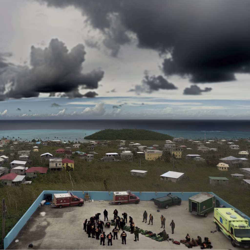 Aerial view of flooded streets in the Dominican Republic after Tropical Storm Melissa.