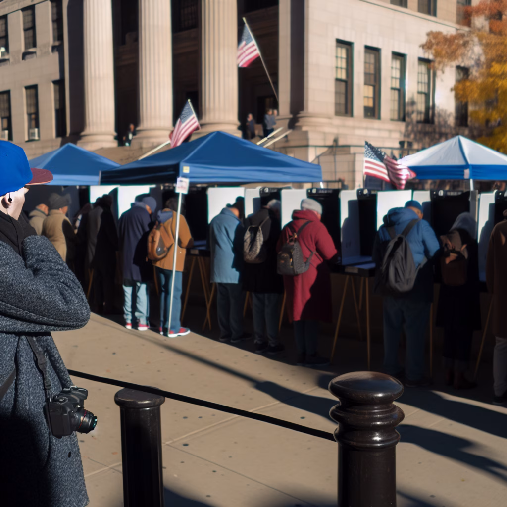 Voters at polling station for US off-year elections, Election Day 2025.