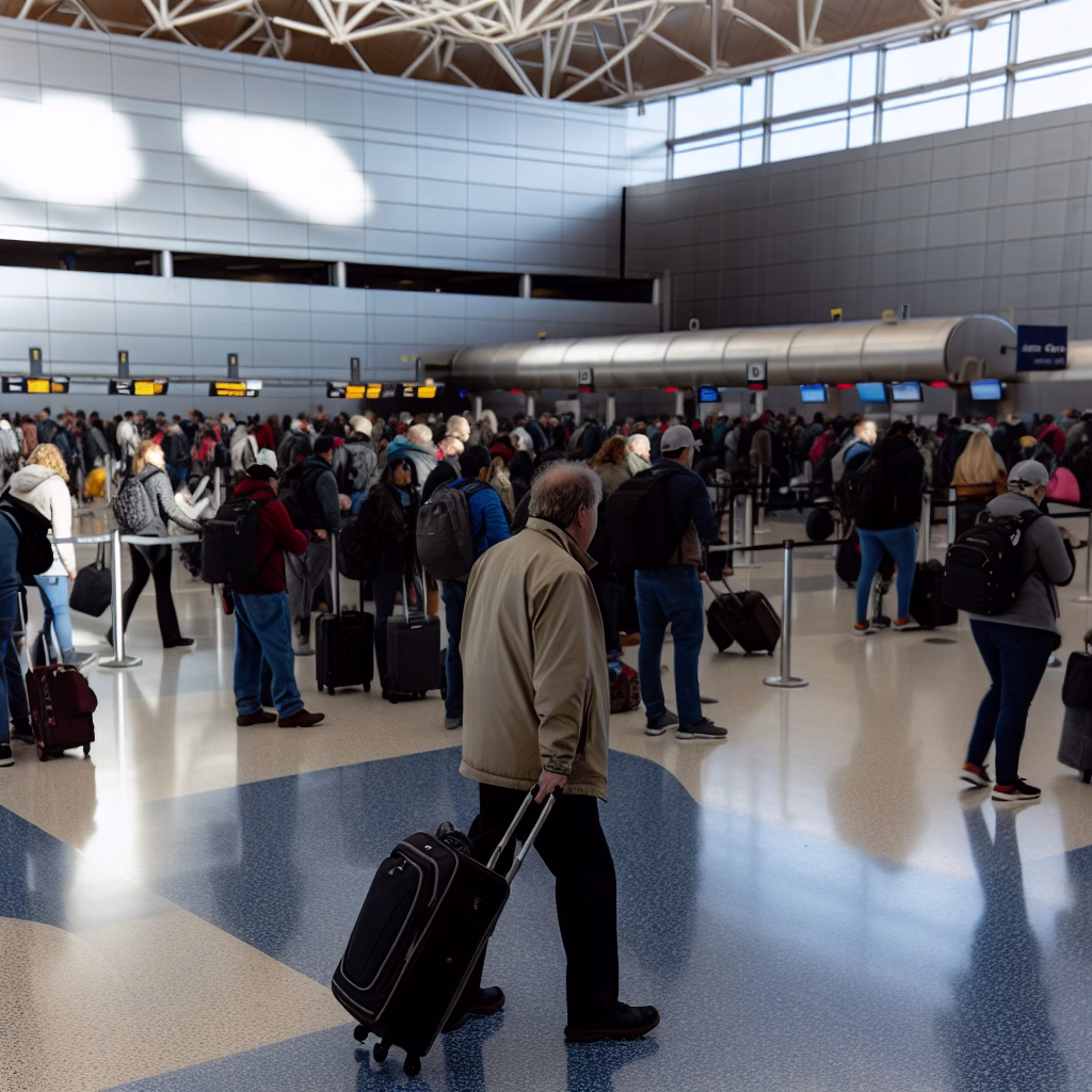 Crowd at US airport amid government shutdown flight delays
