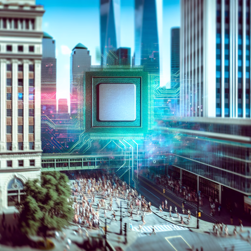 AI Chip Market Growth Sparks Optimism 6 AI chip market growth forecast in bustling tech hub cityscape