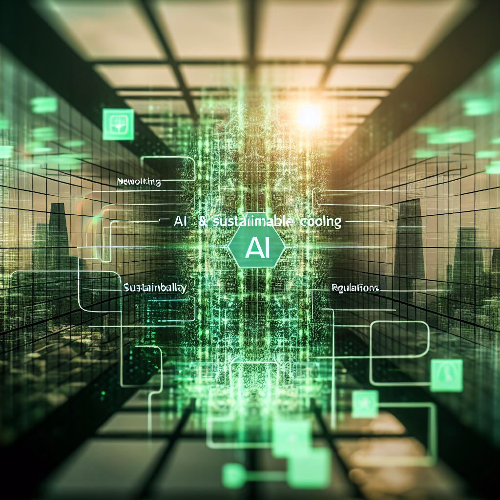 AI and sustainable cooling at COP30 with urban and nature elements.