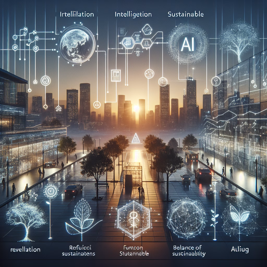 AI systems interwoven with nature, highlighting 2025 AI trends and sustainability.