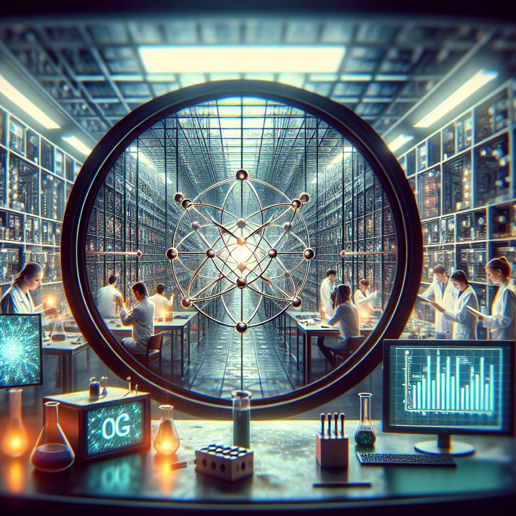 Scientists orchestrate quantum gates on qubits in a lab for quantum computing.