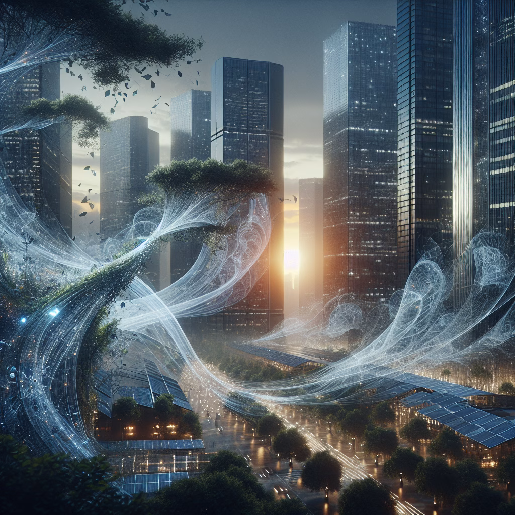 AI and humanity balance in 2026 with nature and architecture integration.