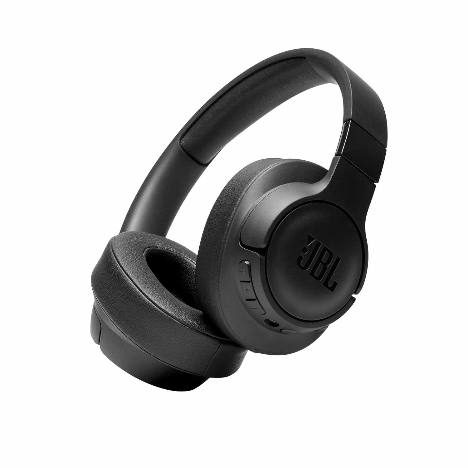 Black wireless over-ear headphones folded.